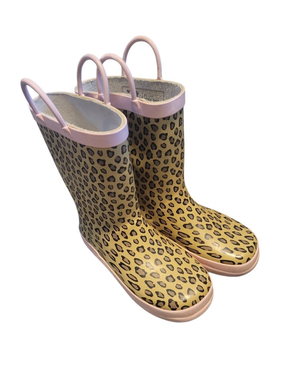 Hudson Baby Leopard Pink Trim Rain Boots Girls Size 1 Youth
